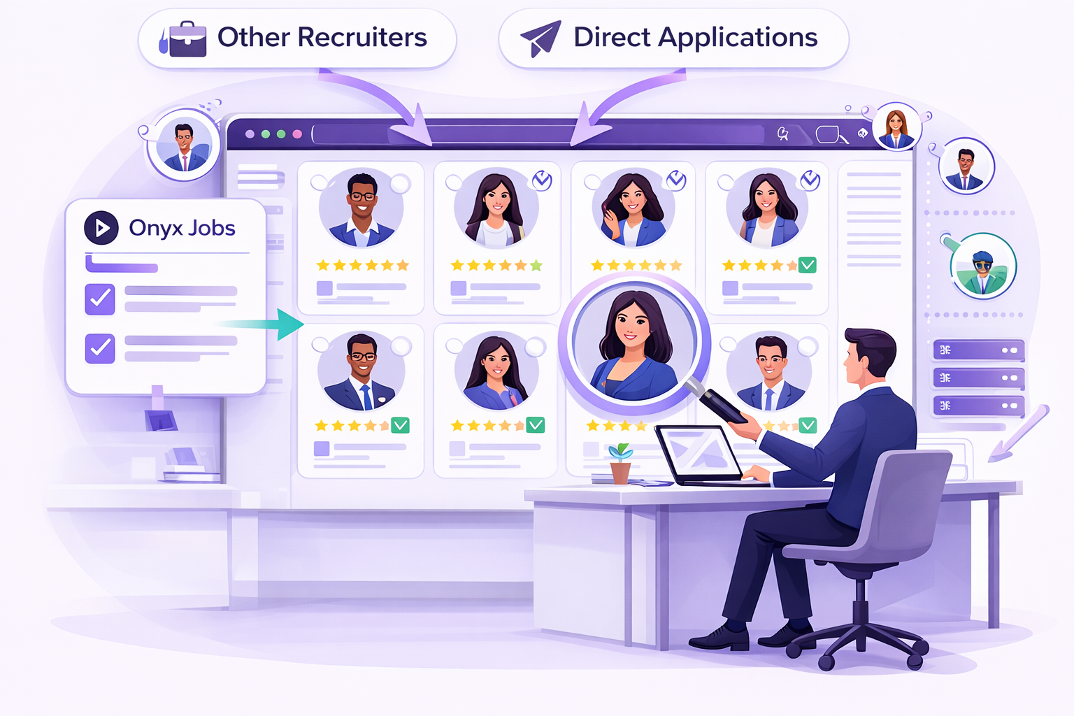 Rich candidate pool and recruiter network visualization